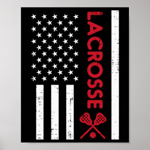 US-Flagge Red Lacrosse Vintag Lax Patriotic Men Wo Poster
