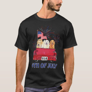US-Flagge Red Lruck Golden Retriever 4. Juli Anim T-Shirt