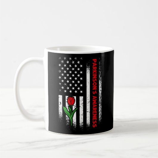 US-Flagge Red Tulip Parkinson's Bewusstsein Kaffeetasse (Links)