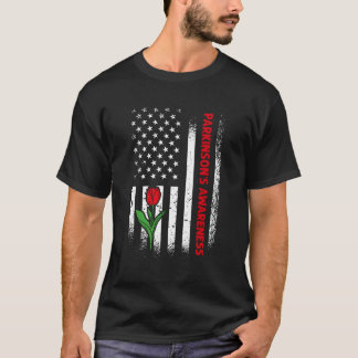 US-Flagge Red Tulip Parkinson's Bewusstsein T-Shirt