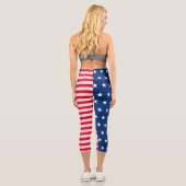 US Flagge Red White Blue Personalisiert Capri Leggings (Rückseite)