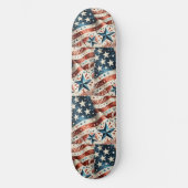 US Flagge - Red White Blue Spaß mit amerikanischer Skateboard (Vorderseite)