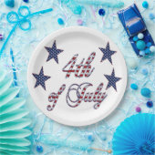 US Flagge Red White Text am 4. Juli Pappteller (Party)