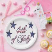 US Flagge Red White Text am 4. Juli Pappteller (Party)