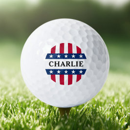 US Flagge Rot-Blau-Name patriotisch Golfball