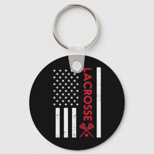 Us Flagge Rot Lacrosse Vintage Lax Patriotisch Män Schlüsselanhänger