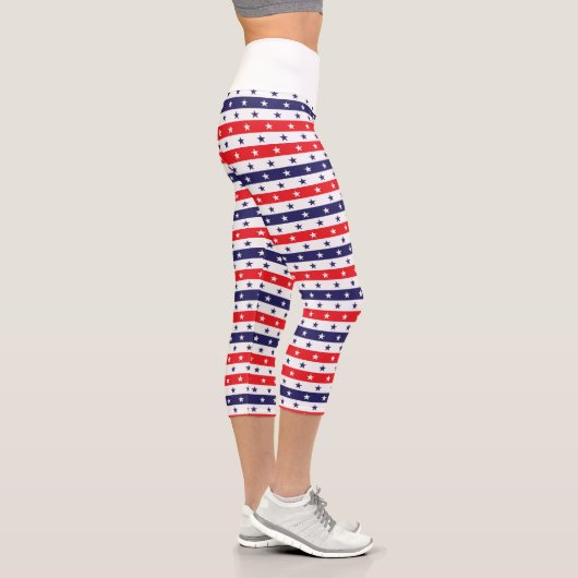 US Flagge rot, weiß und blau Capri Leggings (Rechts)