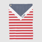 US Flagge Rot Weiß und Blau Mit Monogramm Golfhandtuch (Vorderseite)