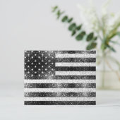 US-Flagge Rustic Schwarz-weiß Grau Glitzern 4. Jul Postkarte (Stehend Vorderseite)