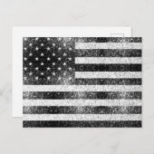 US-Flagge Rustic Schwarz-weiß Grau Glitzern 4. Jul Postkarte (Vorne/Hinten)