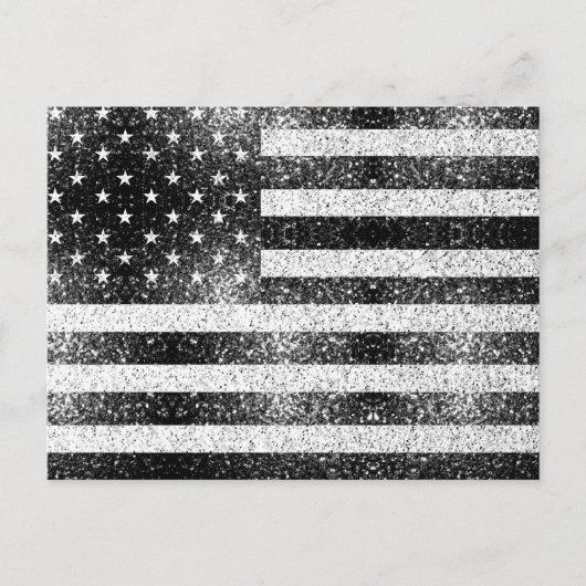 US-Flagge Rustic Schwarz-weiß Grau Glitzern 4. Jul Postkarte (Vorderseite)