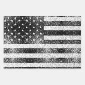 US-Flagge Rustic Schwarz-weiß Grau Glitzern Geschenkpapier Set (Vorderseite 2)