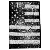 US-Flagge Rustic Schwarz-weiß Grau Glitzern Mittlere Geschenktüte (Vorderseite)