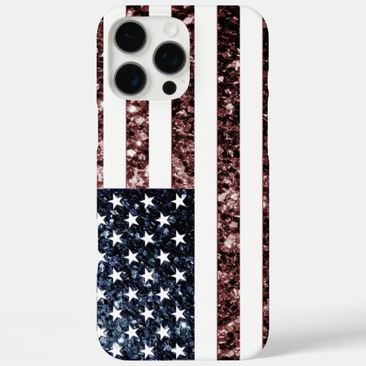 US-Flagge rustikale blaue Imitate Glitzern Case-Mate iPhone Hülle (Rückseite)