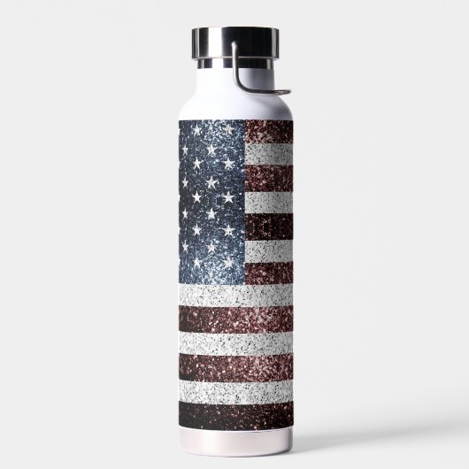 US-Flagge rustikale Glitzern in Rot-Blau Glitzer Trinkflasche (Links)