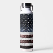 US-Flagge rustikale Glitzern in Rot-Blau Glitzer Trinkflasche (Vorne)