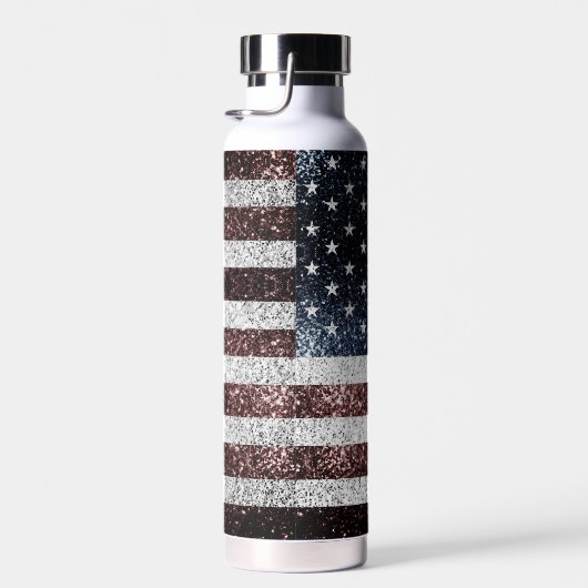 US-Flagge rustikale Glitzern in Rot-Blau Glitzer Trinkflasche (Rechts)