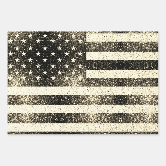 US-Flagge Rustikale Goldfische Glitzern Geschenkpapier Set (Vorderseite)