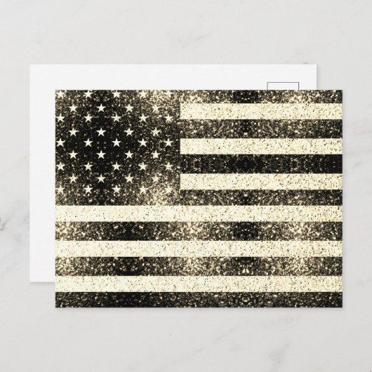 US-Flagge Rustikale Goldmedaille Glitzern 4. Juli Postkarte (Vorne/Hinten)