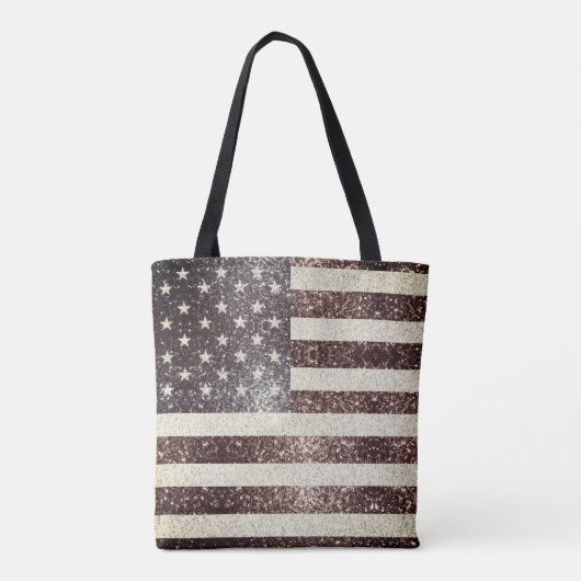 US-Flagge rustikale rote goldblaue Glitzern Glitze Tasche (Rückseite)