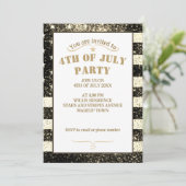 US-Flagge Rustikales Goldmedaillen-Glitzern 4. Jul Einladung (Stehend Vorderseite)