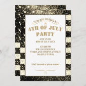 US-Flagge Rustikales Goldmedaillen-Glitzern 4. Jul Einladung (Vorne/Hinten)