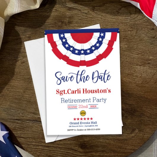 US Flagge Save the Date Party für die Altersversor Karte