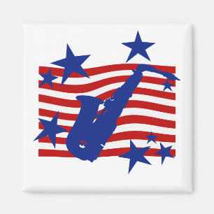 US Flagge Saxophon Magnet