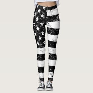 US-Flagge, Schwarz und Weiß Leggings