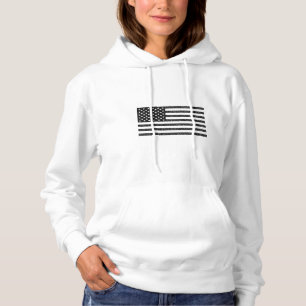 US-Flagge Schwarz-Weiß-Vintag-Retro Hoodie