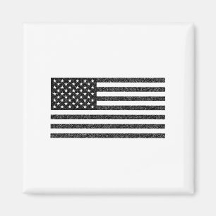 US-Flagge Schwarz-Weiß-Vintag-Retro Magnet