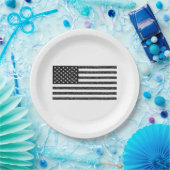 US-Flagge Schwarz-Weiß-Vintag-Retro Pappteller (Party)