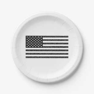 US-Flagge Schwarz-Weiß Vintage Retro Pappteller