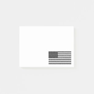 US-Flagge Schwarz-Weiß Vintage Retro Post-it Klebezettel