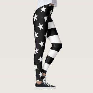 US Flagge-Schwarzweiss-Dekor an Leggings