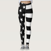 US Flagge-Schwarzweiss-Dekor an Leggings (Vorderseite)