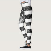 US-Flagge Schwarzweiß-Glitzern Glitzer Leggings (Links)