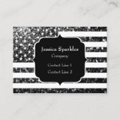 US-Flagge Schwarzweiß-Glitzern Glitzer Monogram Visitenkarte (Vorderseite)