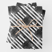 US-Flagge Schwarzweiß-Glitzern Glitzer Muster Geschenkpapier Set (Beispiel)