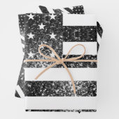 US-Flagge Schwarzweiß-Glitzern Glitzer Muster Geschenkpapier Set (Beispiel)