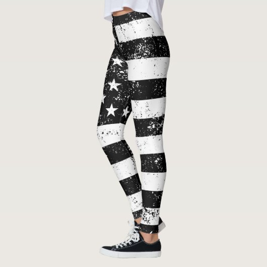 US-Flagge, Schwarzweiss Leggings (Links)