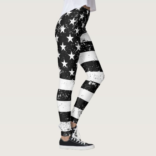 US-Flagge, Schwarzweiss Leggings (Rechts)