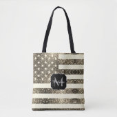 US-Flagge Sepia gold Glitzern Monogram Tasche (Vorderseite)