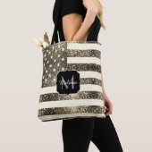 US-Flagge Sepia gold Glitzern Monogram Tasche (Von Nahem)