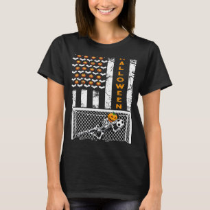 US-Flagge Skeleton Fußball-Tor Halbleiter Hallowee T-Shirt