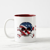 US Flagge Skull, Zweifarbige Tasse (Links)