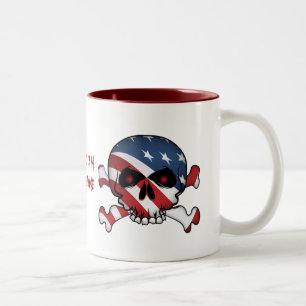 US Flagge Skull, Zweifarbige Tasse