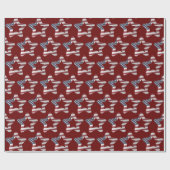 US Flagge Snowy Christmas Stars Patriotic Geschenkpapier (Flach)