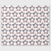 US Flagge Snowy Christmas Stars Patriotic Geschenkpapier (Flach)