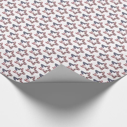 US Flagge Snowy Christmas Stars Patriotic Geschenkpapier (Ecke)